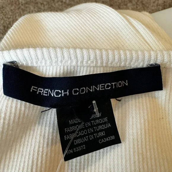 NWT FRENCH CONNECTION Summer White Tank Midi Dress with Crochet Trim Fri… - Picture 4 of 12